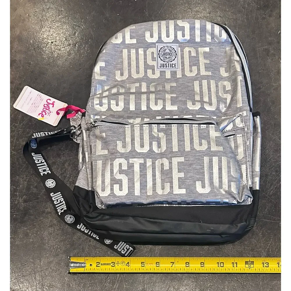 NEW Girls Justice Backpack.  School Bag book bag Silver, Gray